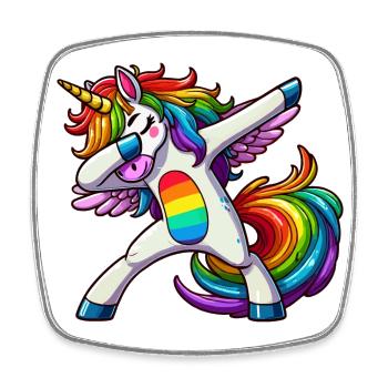 Dabbing Unicorn - Square fridge magnet - white - Front