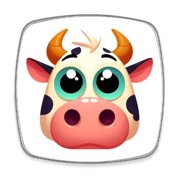 Cow - Square fridge magnet - white - Front
