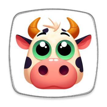Vache - Magnet carré - blanc - Devant