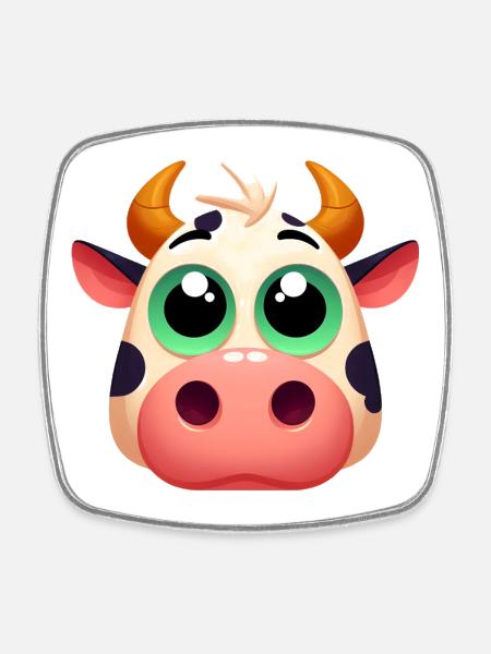Vache - Magnet carré - blanc