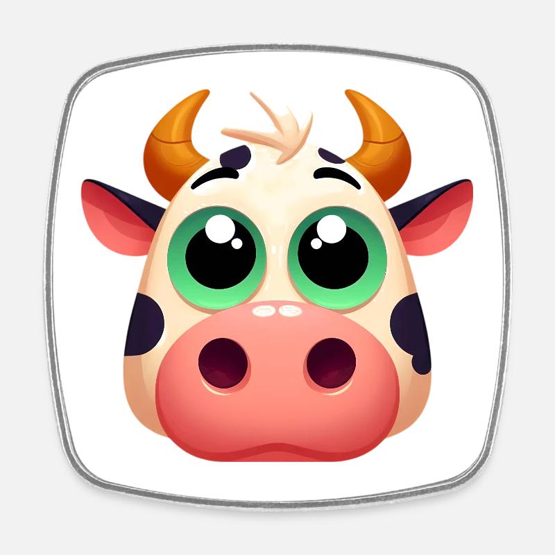 Vache - Magnet carré - blanc