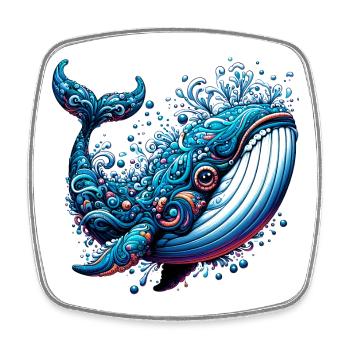 Whale - Square fridge magnet - white - Front