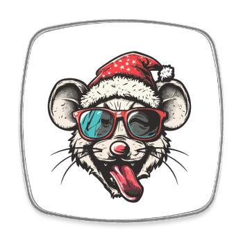 Mouse Christmas Funny - Square fridge magnet - white - Front