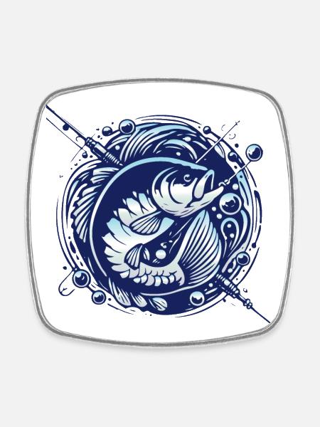 Frogfish with water bubbles design - Square fridge magnet - white