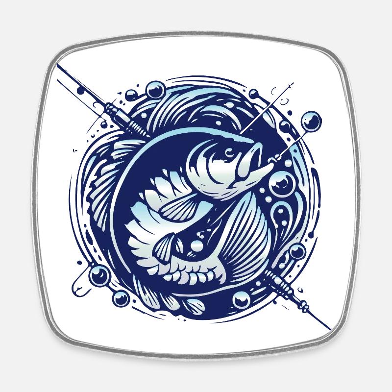 Frogfish with water bubbles design - Square fridge magnet - white