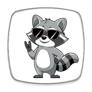 Raccoon with Rock Pose Raccoon Rock Music Musician - Square fridge magnet - white - Front