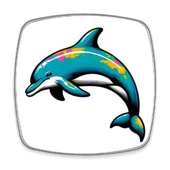 Dolphin - Square fridge magnet - white - Front