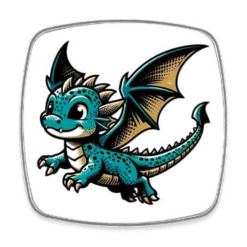 Dragon - Magnet carré - blanc - Devant