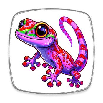 Gecko - Viereckiger Kühlschrankmagnet - Weiß - Vorne
