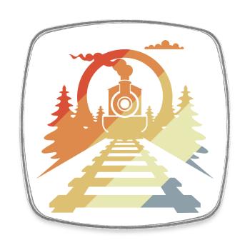 Railway Retro Style - Square fridge magnet - white - Front