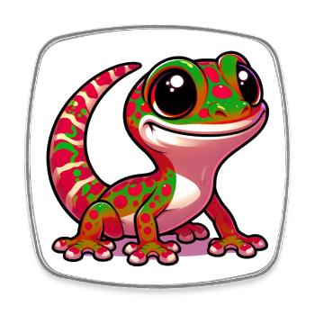 Gecko - Viereckiger Kühlschrankmagnet - Weiß - Vorne