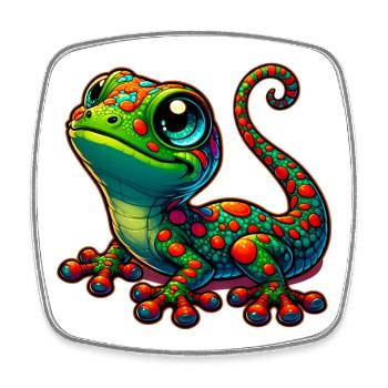 Gecko - Square fridge magnet - white - Front