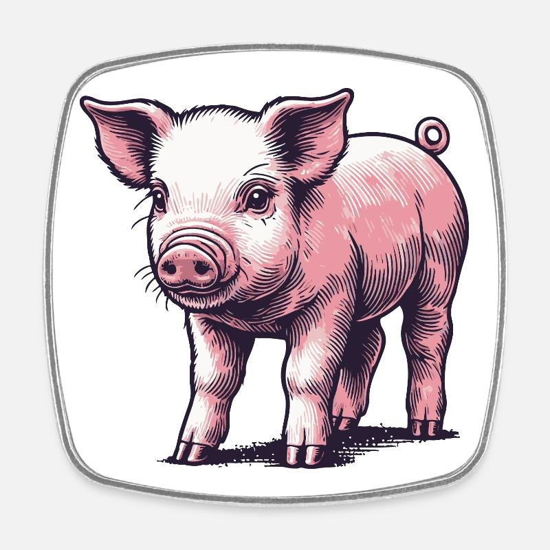 Ferkel - Viereckiger Kühlschrankmagnet - Weiß