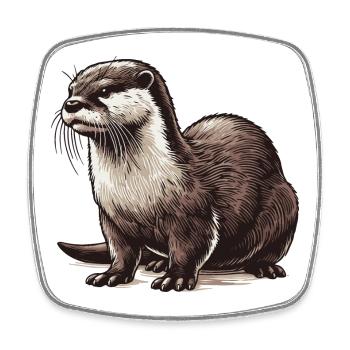 Otter - Viereckiger Kühlschrankmagnet - Weiß - Vorne