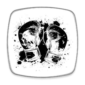 Boxhandschuhe - Viereckiger Kühlschrankmagnet - Weiß - Vorne