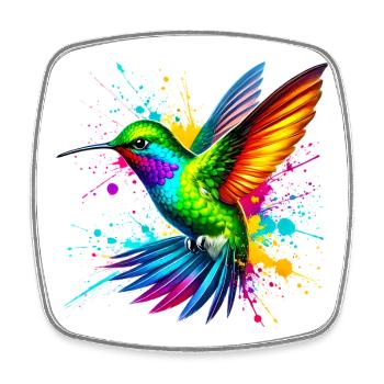 Kolibri - Viereckiger Kühlschrankmagnet - Weiß - Vorne