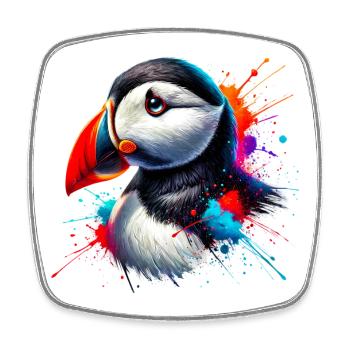 Puffin - Square fridge magnet - white - Front