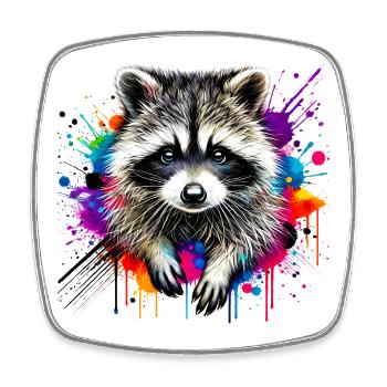 Raccoon - Square fridge magnet - white - Front