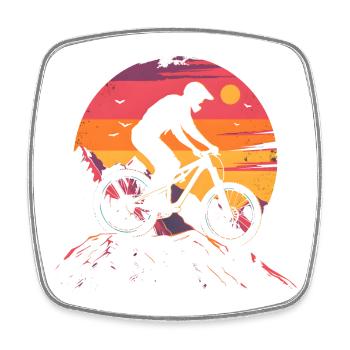 Mountainbiking 90er Look - Viereckiger Kühlschrankmagnet - Weiß - Vorne