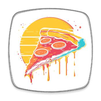 Illustration de tranche de pizza - Magnet carré - blanc - Devant
