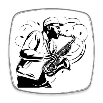 Saxophonist Drawing - Square fridge magnet - white - Front