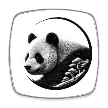 Panda with Forest – Nature-Loving Elegance - Square fridge magnet - white - Front