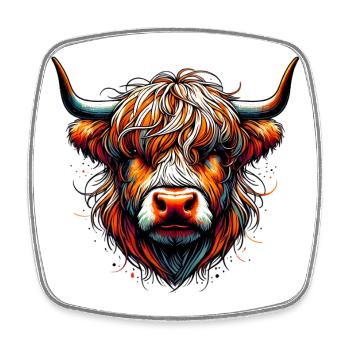 Scottish Highland Cow - Square fridge magnet - white - Front