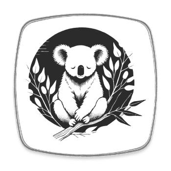 A koala surrounded by delicate eucalyptus branches - Square fridge magnet - white - Front