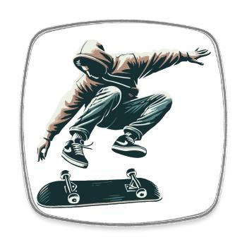 Skater - Viereckiger Kühlschrankmagnet - Weiß - Vorne