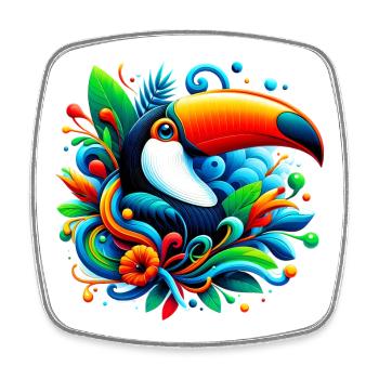 Toucan - Square fridge magnet - white - Front