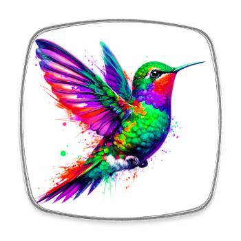 Colibri - Magnet carré - blanc - Devant