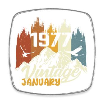 Birthday January 1977 - Gift January 1977 - Square fridge magnet - white - Front