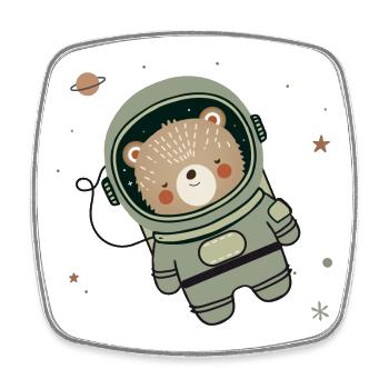 Cute Astronaut Bear in Space - Square fridge magnet - white - Front