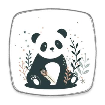 Panda amoureux avec des plantes minimalistes - Magnet carré - blanc - Devant