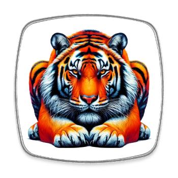 Tiger - Viereckiger Kühlschrankmagnet - Weiß - Vorne