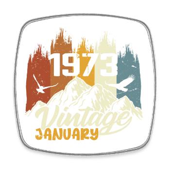 Birthday January 1973 - Gift January 1973 - Square fridge magnet - white - Front