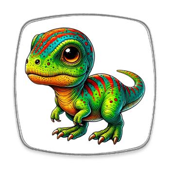 Dinosaure - Magnet carré - blanc - Devant