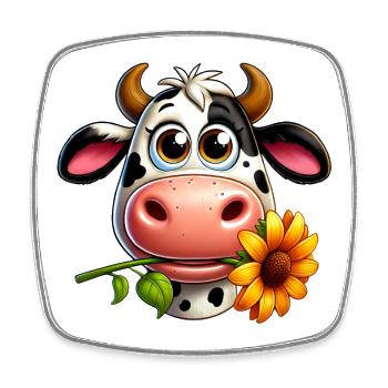 Cow - Square fridge magnet - white - Front