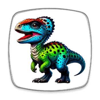 Dinosaure - Magnet carré - blanc - Devant