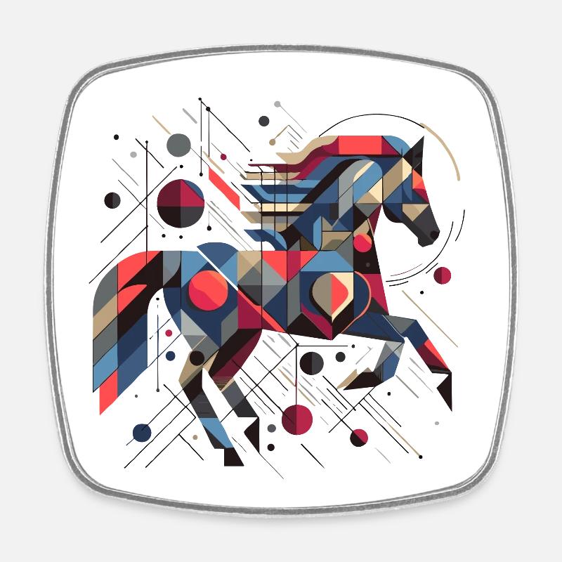 Abstrait Animal Cheval 2 - Magnet carré - blanc