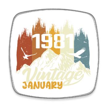 Geburtstag Januar 1981 - Geschenk Januar 1981 - Viereckiger Kühlschrankmagnet - Weiß - Vorne
