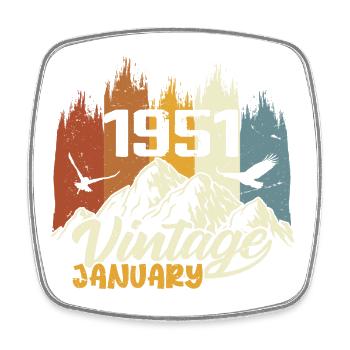 Anniversaire Janvier 1951 - Cadeau Janvier 1951 - Magnet carré - blanc - Devant