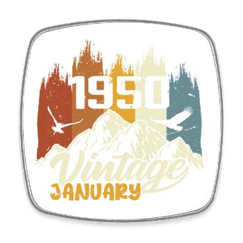Anniversaire Janvier 1950 - Cadeau Janvier 1950 - Magnet carré - blanc - Devant