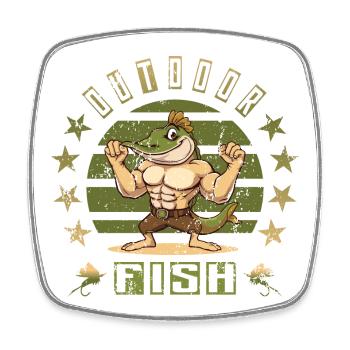 Pike Fish - Square fridge magnet - white - Front