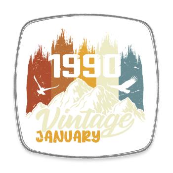 Geburtstag Januar 1990 - Geschenk Januar 1990 - Viereckiger Kühlschrankmagnet - Weiß - Vorne