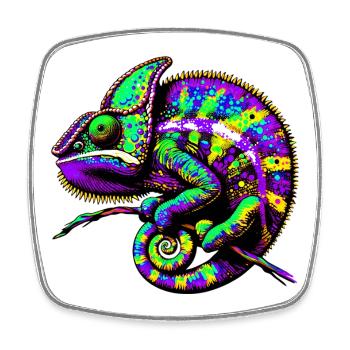 Chameleon - Square fridge magnet - white - Front