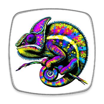 Chameleon - Square fridge magnet - white - Front