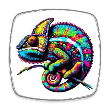 Chameleon - Square fridge magnet - white - Front