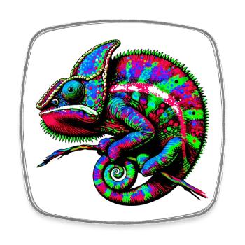 Chameleon - Square fridge magnet - white - Front