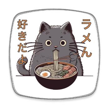 My Cat Steals My Ramen (Ramen Katze) - Viereckiger Kühlschrankmagnet - Weiß - Vorne
